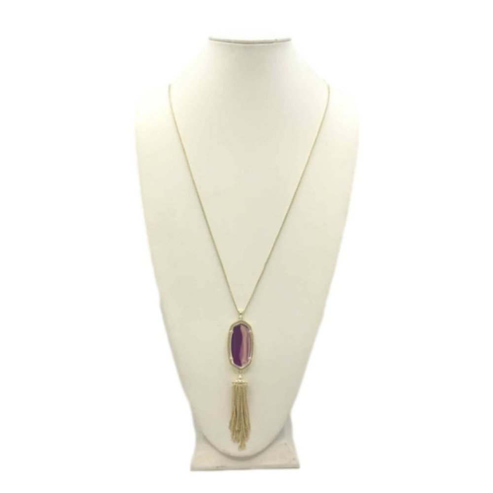 Kendra Scott Rayne Gold Long Pendant Necklace in Dichroic Glass new!!